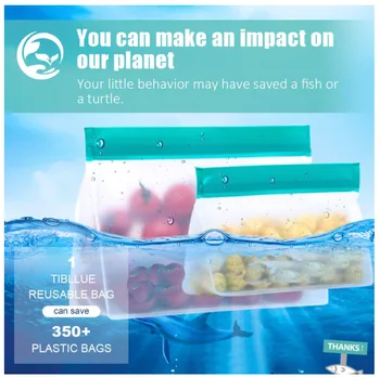 Yeniden kullanılabilir Silikon Gıda saklama çantası BPA Ücretsiz Yeniden Kullanılabilir Taze Koruma Çevre Dostu Su Geçirmez Silikon Self-seal Gıda Çantası