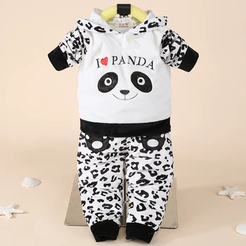 Yenidoğan Bebek Erkek Giysileri Sonbahar Kış Bebek Kız Giysileri Panda Hoodie + Pantolon Kostüm Kıyafet Suit Bebek Eşofman Bebek Setleri