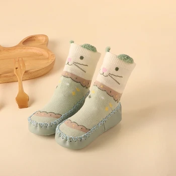 Yenidoğan Kız Erkek Sevimli bebek ayakkabısı Çorap Kış Bebek Karikatür Hayvan Kat Çorap Kauçuk Yumuşak Anti Kayma Taban Bebek Şeyler
