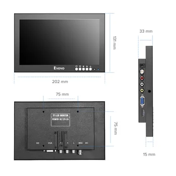 YENİ 8 inç Taşınabilir IPS Monitör HDMI 1280X720 CCTV Güvenlik kamera Ahududu Pi Ekran Desteği HDMI / VGA / AV / BNC / HOPARLÖR