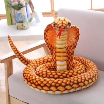YENİ Büyük 2.1 M Cobra peluş oyuncak bebek yastık yılan doldurulmuş oyuncak hayvanlar büyük boy Yılan Simülasyon Cobra peluş oyuncak