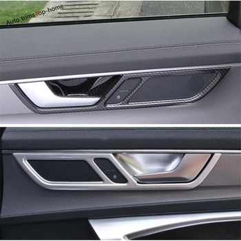 Yimaautotrims İç Kapı Çekme Kapı Tokmağı Kolu kase kapağı Trim 4 Adet ABS Mat /Karbon Fiber İçin Audi A6 C8 2019 - 2022