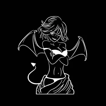 YJZT 13 * 14.6 CM Silhouttte Kötü Kız Gülen Kötü Şeytan Bayan Çıkartması Siyah/Gümüş Popüler Tarzı Araba Sticker Vinil C20-1134