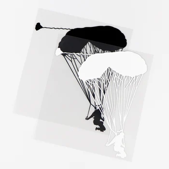 YJZT 13.8×15.8 CM Kişiselleştirilmiş Araba Sticker Aşırı Spor Skydiving Siluet Vinil Çıkartması Siyah / Gümüş 10A-0494