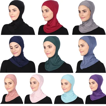 Yumuşak Müslüman Tam Kapak İç Kadın Başörtüsü Kemik Kaput Kap İslam Underscarf Boyun Kafa Kaput Şapka İslam Baş Aşınma Boyun kapak