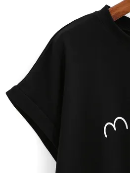 YUPINCIAGA Yaz Kırpma Üst Kadın O-Boyun Mektup t shirt Moda Seksi Kısa Kollu Casual Pamuk Siyah Üstleri Tee Gömlek