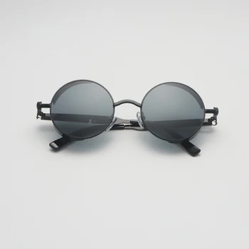 Yuvarlak Vintage Güneş Gözlüğü Erkek Kadın Marka Tasarımcı Moda güneş gözlüğü Retro Steampunk Metal Kişilik Ayna Oculos De Sol