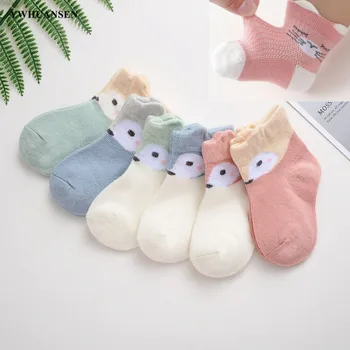 YWHUANSEN 6 çift/grup Sevimli Karikatür Çorap Yenidoğan Penye Pamuk Bebek Kız Çorap Yaz Örgü İnce Çorap Yürümeye Başlayan Çocuklar İçin
