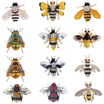Yüksek Kaliteli Arılar Broş Kadınlar için Moda Böcek Broş Pin Rhinestone Konfeksiyon Aksesuarları Düğün Parti Takı Hediyeler