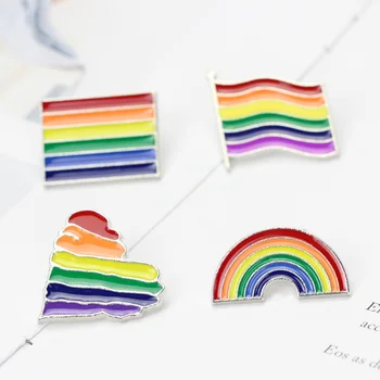 Yüksek kaliteli Gurur Gökkuşağı Bayrakları Broş İnterseks Emaye Pimleri Sevimli Kalp Eşcinsel Broş Rozeti Denim Ceketler Takı Çocuklar Kadınlar için