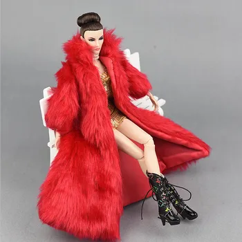 Yüksek Kaliteli Kış Süper Uzun Kürk Ceket Moda Giyim barbie bebek Parka Elbise Seti Barbie 1/6 BJD Bebek Aksesuarları