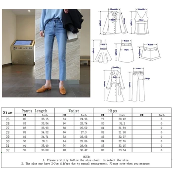 Yüksek katlı Düz bacak Kot Kadın Basit İnce Düğme kadın Ayak Bileği Uzunlukta pantolon Rahat Düz Skinny Jeans Bayanlar 2020