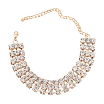 Za Sparkly Kristal Beyaz Metal Bejeweled Gerdanlık Kolye Kadınlar için 2023 Yeni Tam Alaşım Cam Parlak Rhinestone Kısa Kolye