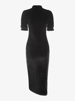 ZAFUL siyah elbise Kadife Bodycon Elbiseler Kadın Standı Yaka Slinky Elbiseler Parti Gündüz Gece Kıyafetleri Kadın Moda
