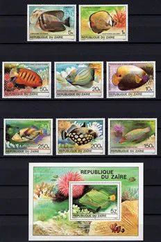 Zaire Posta Pulları, 1980, Balık pulu, Deniz Hayvanı, Denizaltı tropikal mercan Balığı, Hayvan pulu, iyi durumda koleksiyon, MNH