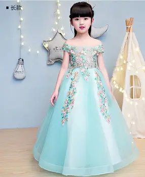 Zarif Kızlar Omuzsuz düğün elbisesi Dantel Aplikler Parti Tül Prenses Doğum Günü Elbise İlk Communion Elbise Kızlar için