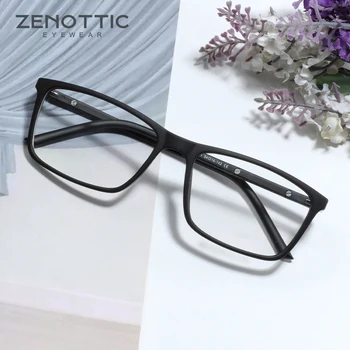 ZENOTTIC TR90 Gözlük Çerçeve Erkekler için Ultralight Kare Miyopi Bilgisayar Gözlük Erkek Optik Reçete Özelleştirilmiş Gözlük