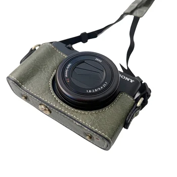 ZV1 PU Deri Yarım Kılıf Çanta Taban Kapağı Omuz Askısı Sony ZV-1 Kamera Yeni kamera çantası dslr kamera çantası