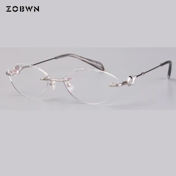 çerçevesiz moda tam jant klasik gözlük kadın Miyopi gözlük Bilgisayar şeffaf lens Optik Erkekler masculino Oculos De Grau Femininos