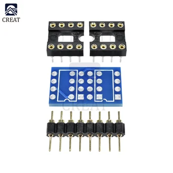 Çift DIP8 to DIP8 Dönüştürücü Adaptör Mono Modülü PCB+Pin + Soket Amplifikatör IC NE5532 OPA2132 OPA627 TL072 P07