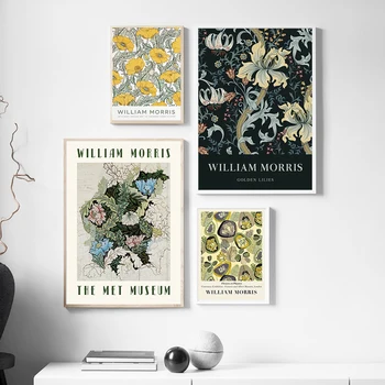 Çiçek Bitkiler Yapraklar William Morris duvar sanatı tuval yağlıboya İskandinav Posterler Ve Baskılar Duvar Resimleri Için Oturma Odası Dekorasyon