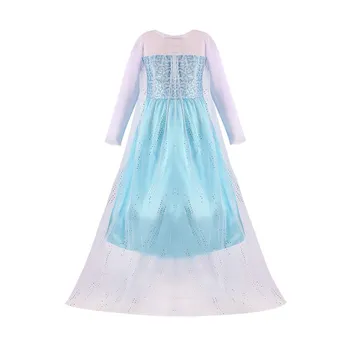 Çocuk Elsa Vestidos Çocuklar Kar Kraliçesi Topu Uzun Kollu Elbise Küçük Kızlar Yaz Doğum Günü Lüks Giyim fantezi parti elbisesi