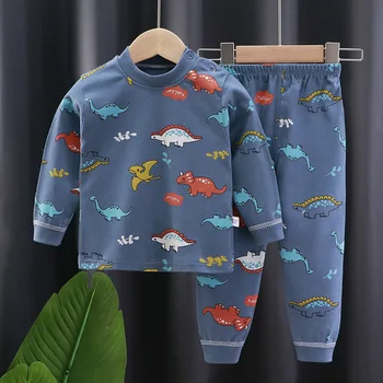 Çocuk Erkek Kız Pijama Seti Çocuk Karikatür Pijama Takım Elbise T-Shirt Üst + Pantolon Yürümeye Başlayan Bebek Sonbahar Kış Uyku İç Çamaşırı Seti