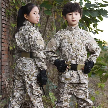 Çocuk Kamuflaj Askeri Üniforma Taktik Savaş Eğitimi Kamp Takım Elbise Kostümleri Erkek Özel Kuvvet Asker Ordu Takım Elbise
