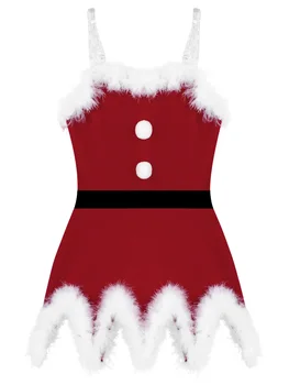 Çocuk Kız Noel Kostümleri Kırmızı Kadife Temalı Parti Roleplay Elbise Noel Noel Baba Yeni Yıl Fantezi Parti Elbise giysi