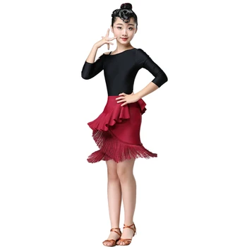 Çocuk Latin dans caz dans kostümü kız yeni stil performans egzersiz kıyafetleri latin yarışması elbise kızlar için