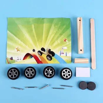 Çocuk Yapma Modeli Eğitici Oyuncaklar DIY Ahşap Manyetik Araba Manuel Bilimsel Deney Montaj Ebeveyn-çocuk İnteraktif