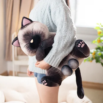 Çocuk yavru yastık Japon Siyam kedisi peluş oyuncak bebek kız yatakta uyuyan holding bebek hediye siyam kedisi peluş oyuncak