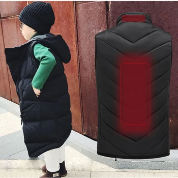 Çocuk ısıtmalı ceket kış ceket USB şarj gençler ısıtmalı yelek sıcak koşu dış giyim güvenlik akıllı sıcak tutmak