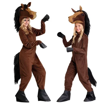 Çocuklar Hayvanlar Kahverengi At Kostüm Kıyafet Erkek Kız Parti Rol Yapma Elbise Tulum Çocuk Cadılar Bayramı Cosplay Kostümleri Takım Elbise