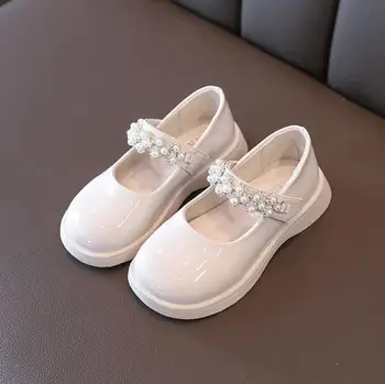 Çocuklar Kızlar İçin Daireler Ayakkabı Toddlers Küçük Kız Çocuk Elbise Ayakkabı Glitter Deri Dantel Yay-düğüm Prenses Düğün Ayakkabı