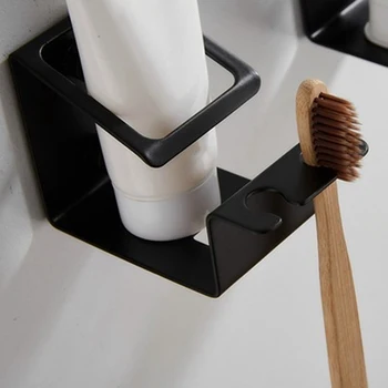 Çok fonksiyonlu Diş Macunu Diş Fırçası Tutucu Duvara Monte Paslanmaz Çelik Banyo Tumblers Raf Yapışkanlı Diş fırça düzenleyici