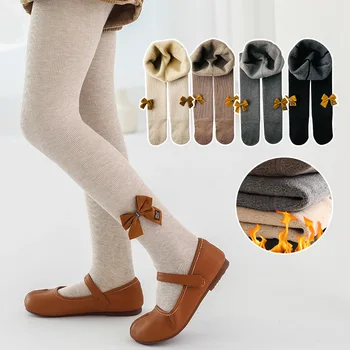 Çorap Kızlar için Sonbahar Kış 2023 Polar Kalın Sıcak Katı Çocuk Tayt 1-12 Yıl Bebek Külotlu Çorap Yumuşak Rahat Çocuk Tayt