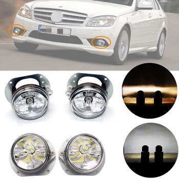 Ön Tampon Halojen LED Sis İşık Lambası Ampuller + ızgara kapağı Mercedes Benz İçin W204 C63 AMG 2007 2008 2009 2010 2011