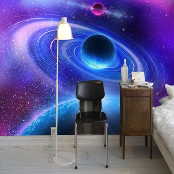 Özel 3D Duvar duvar kağıdı Oturma Odası Yatak Odası İçin Modern Uzay Ay Evren Fotoğraf Duvar Kağıdı Duvar Resimleri Dekoratif duvar tablosu