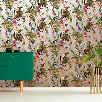 Özel Tropikal bitki hayvan muz yaprağı duvar kağıdı oturma odası leopar İskandinav Oteller Restoranlar arka plan duvar sticker