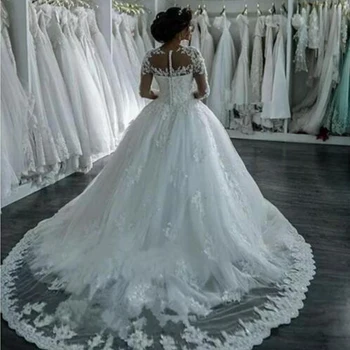 Özel Yapılmış düğün elbisesi O-boyun Fermuar Geri boncuk Balo gelin kıyafeti 2022 vestido de noiva Sıcak Satış
