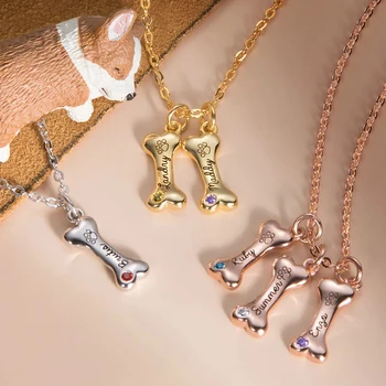 Özelleştirilmiş Zarif Adı Köpek Kemik Kolye Oyma Pet Adı Kemik Kolye Kişiselleştirilmiş 925 Ayar Gümüş Hediye Kadınlar Takı için