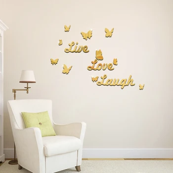 üst satış akrilik ayna sticker ev dekorasyon modern tarzı mobilya oturma odası 3d çıkartmalar kelebek desen