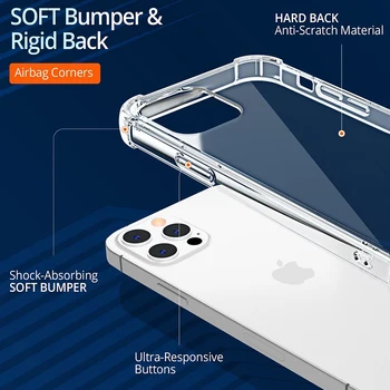 Şeffaf Şeffaf Sert PC Akrilik Telefon Kılıfı İçin iPhone 13 12 11 14 Pro Max X Xs Max Xr 7 8 Artı Tampon Çerçeve Darbeye Dayanıklı Durumda