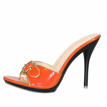 Şeker Renk Terlik Kadın Ayakkabı Seksi Patent Deri Yüksek Topuk 10.5 CM Sivri Burun Sandalet Ayakkabı Kadın 2019 Kadın Düğün Ayakkabı