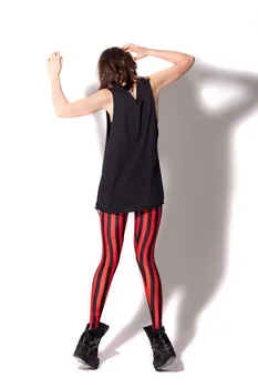 Şerit Tayt Bayan Siyah ve Kırmızı Çizgili Tayt Moda Dikey Çizgili Tayt Süt Zebra Baskı Spandex Tayt