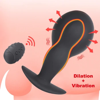Şişme Anal Plug Vibratör Kablosuz Uzaktan Kumanda Erkek prostat masaj aleti titreşimli anal tıkacı Genişleme Seks Oyuncakları Erkekler İçin