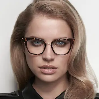 Şık Zarif Siyah Kedi Gözü Kadın Gözlük Şeffaf Lens Gözlük Çerçevesi Moda Kadın güneş gözlüğü Optik Gözlük Vidros